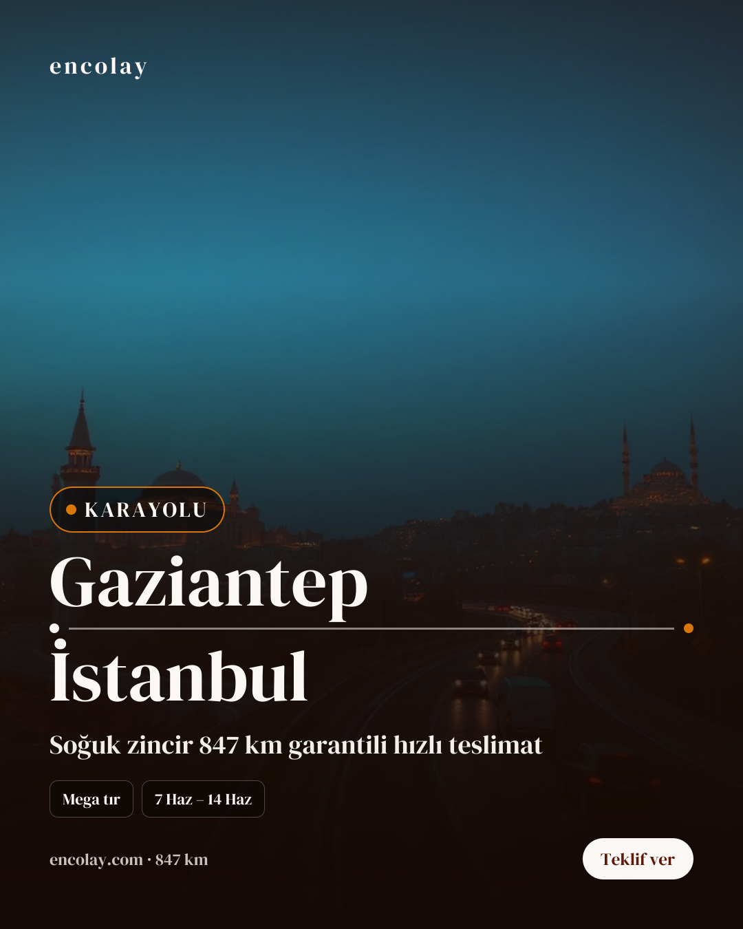 Boş araç: Gaziantep → İstanbul · Mega tır