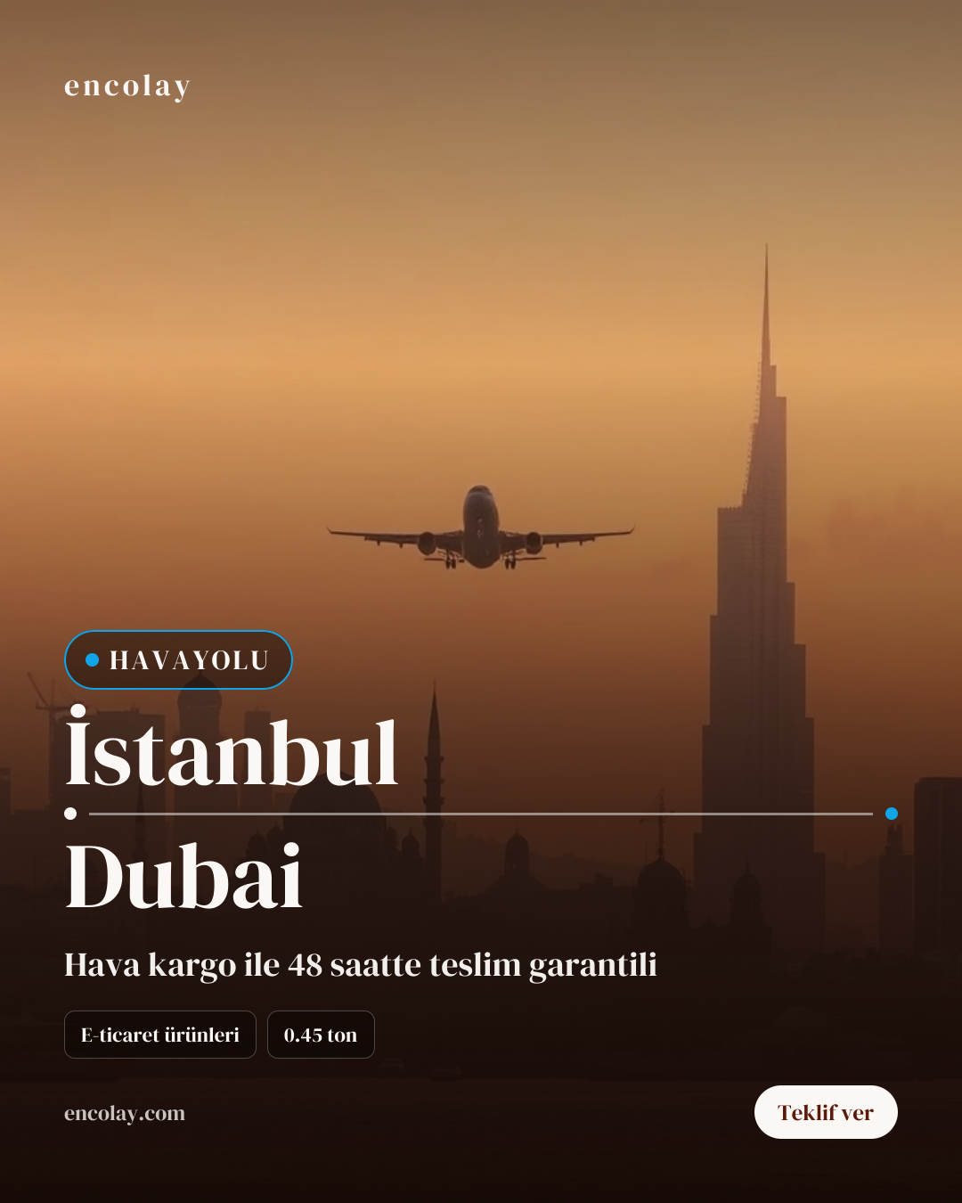 İstanbul-Dubai havayolu e-ticaret ürünleri taşıması