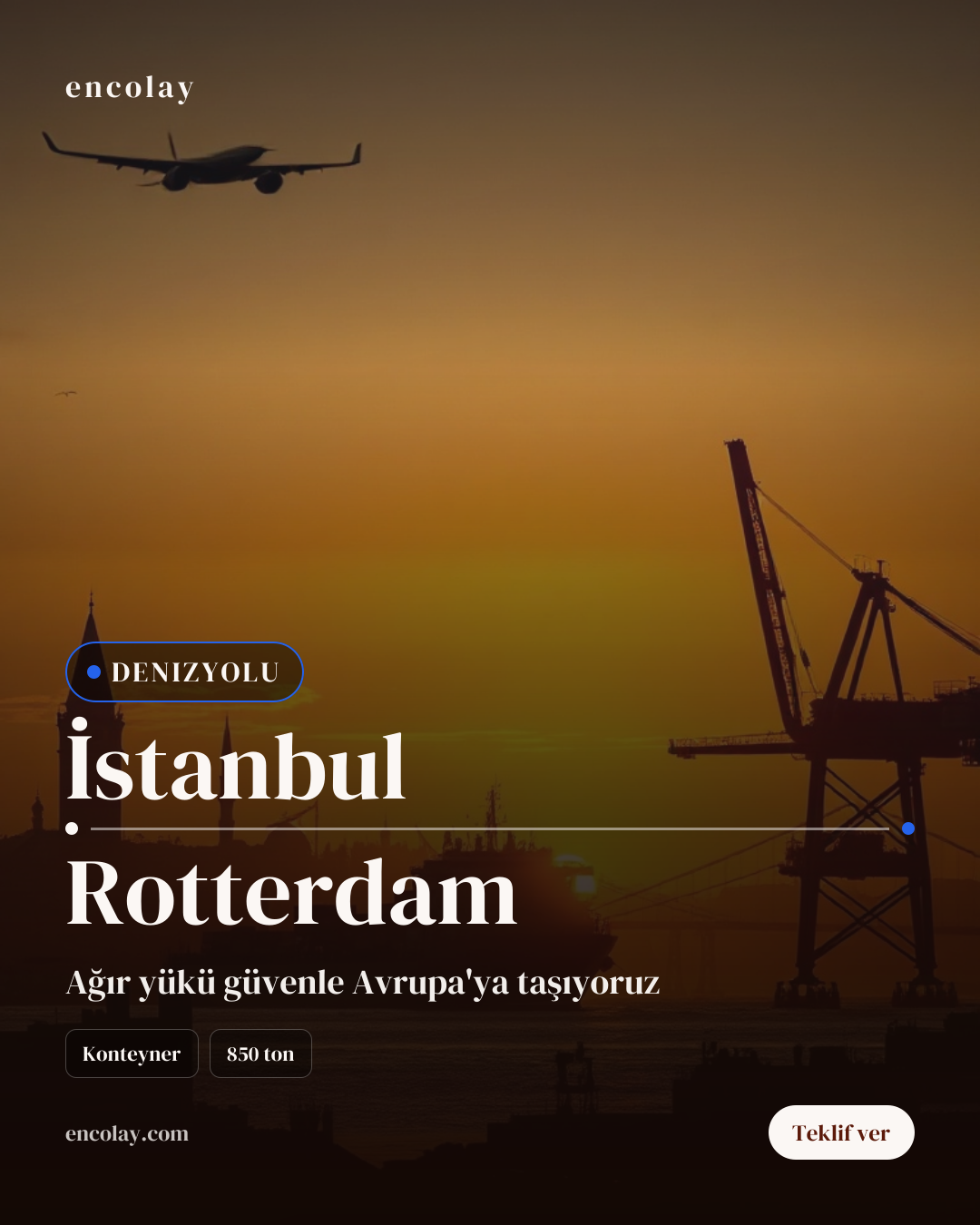 İstanbul-Rotterdam arası 850 ton konteyner denizyolu taşıması