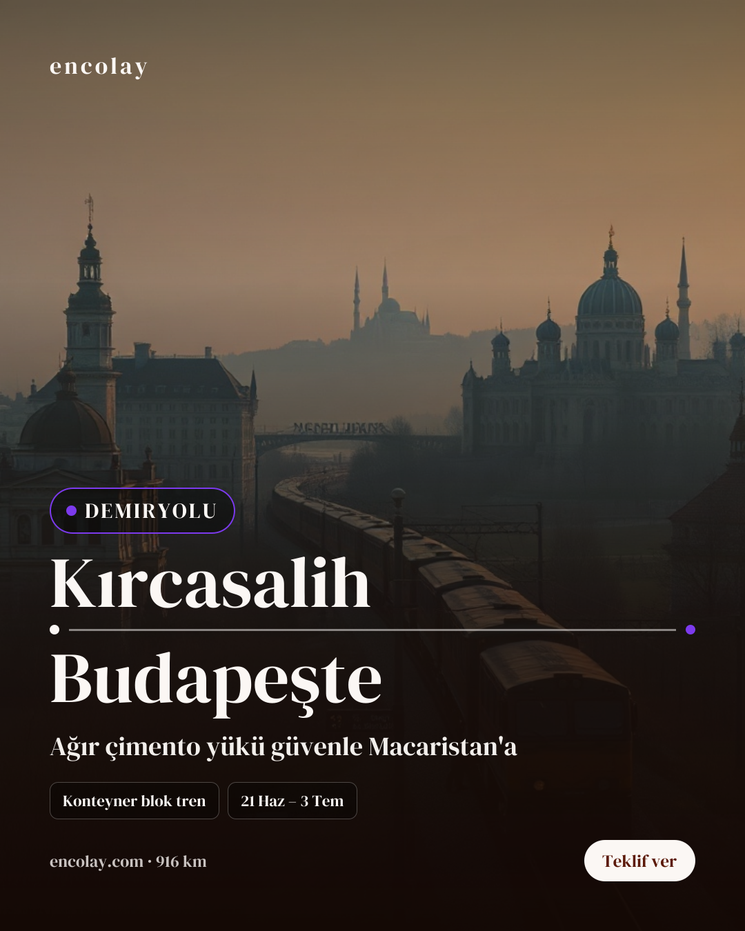 Kırcasalih-Budapeşte Arası Çimento Demiryolu Taşımacılığı
