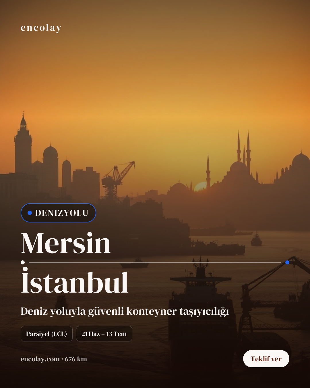 Boş araç: Mersin → İstanbul · Konteyner taşıyıcı