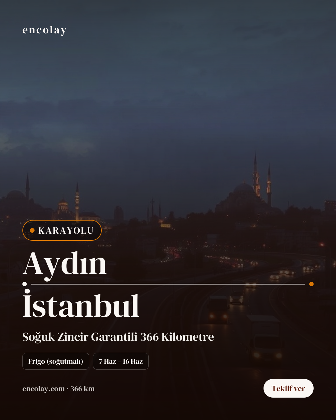 Boş araç: Aydın → İstanbul · Mega tır