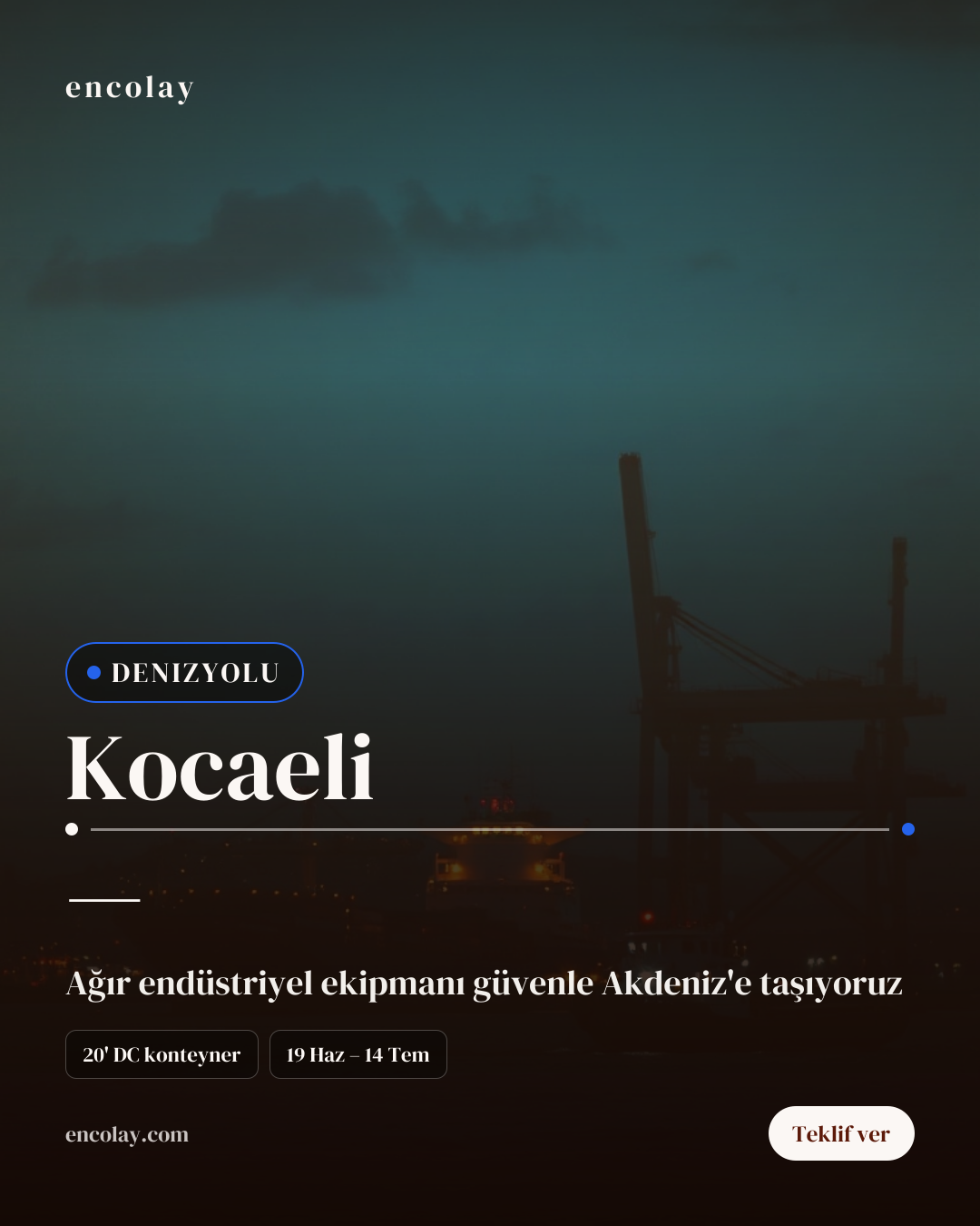 Kocaeli-Tunus arası endüstriyel ekipman denizyolu taşıması