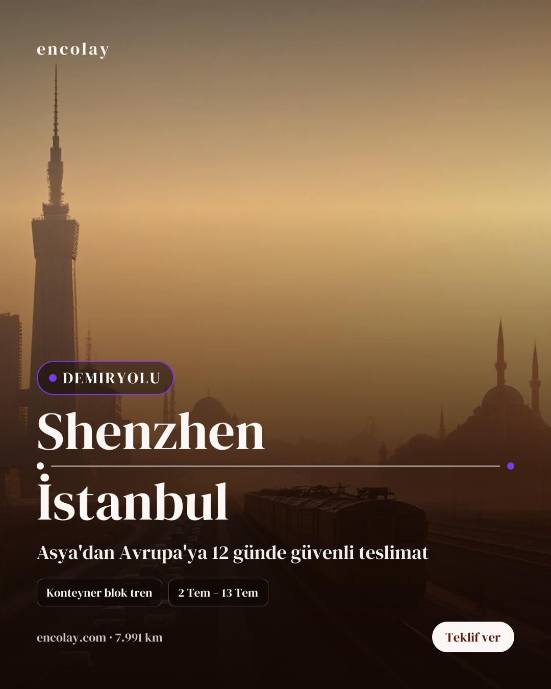Çin Shenzhen'den Türkiye İstanbul'a Demiryolu Taşıması