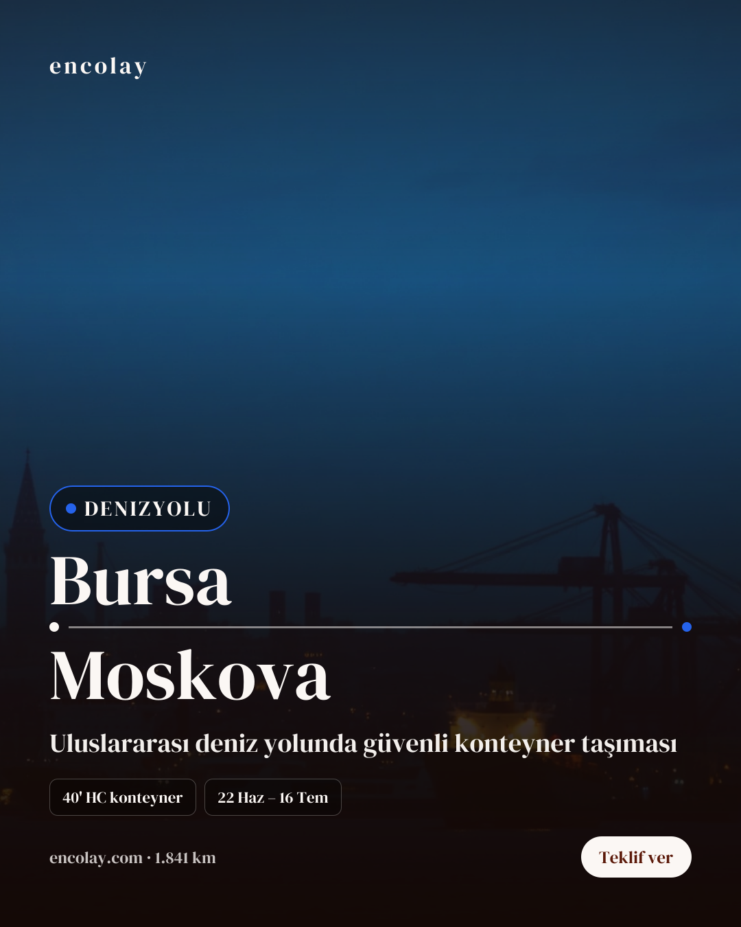 Boş araç: Bursa → Moskova · Konteyner taşıyıcı