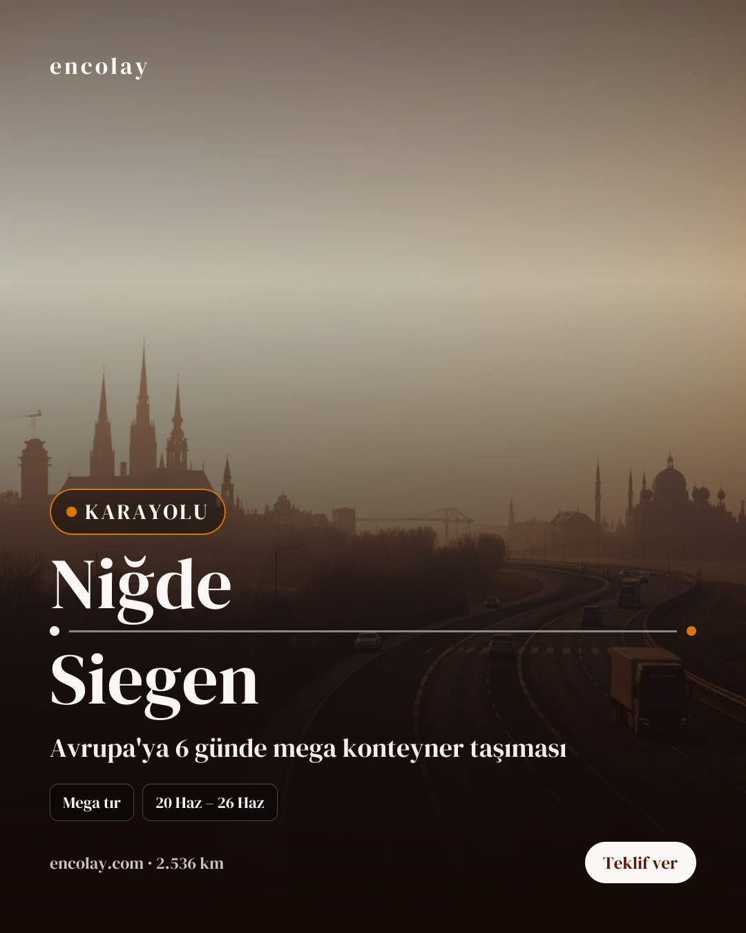 Niğde-Siegen 20' Konteyner Taşıması