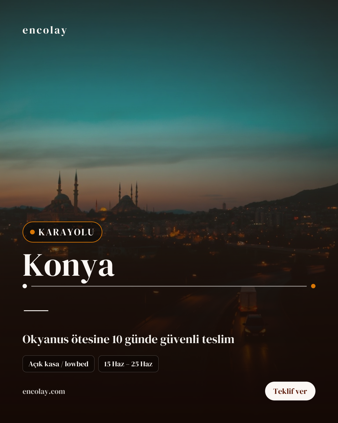 Konya-ABD arası yarış aracı karayolu taşıması