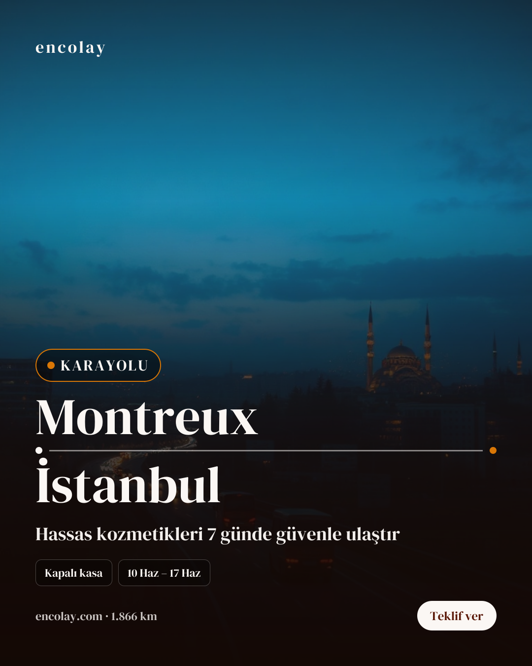 İsviçre Montreux-İstanbul Kozmetik Ürün Yarım Palet Taşıma