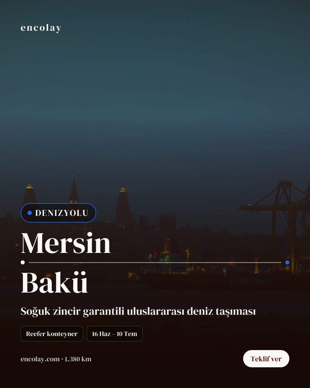 Boş araç: Mersin → Bakü · Konteyner taşıyıcı