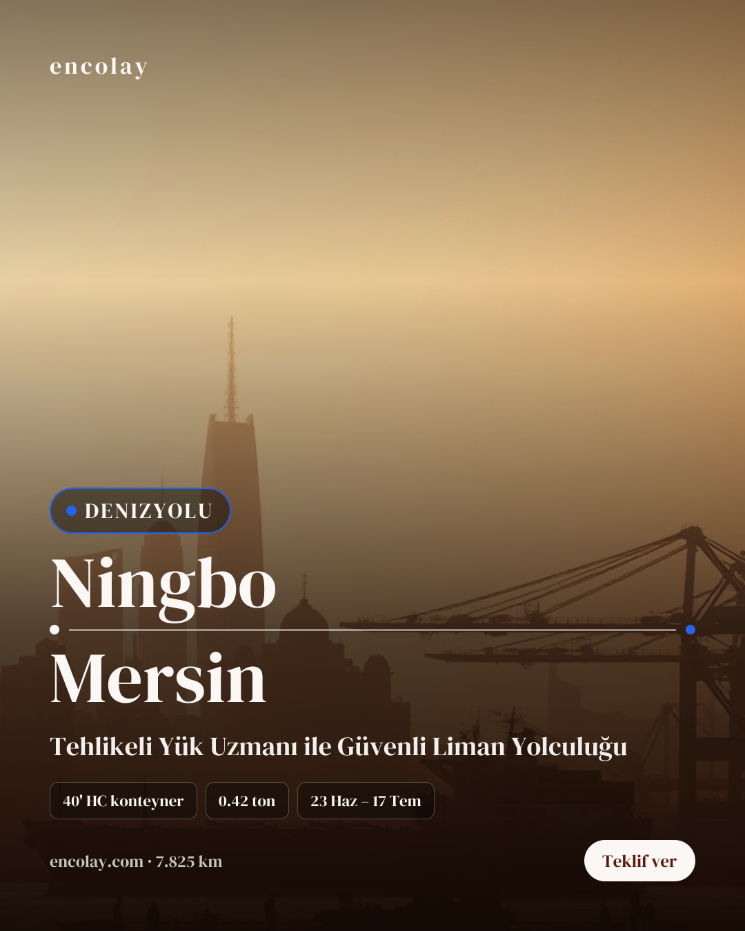 Ningbo-Mersin LCL Lityum Pil Denizyolu Taşıması