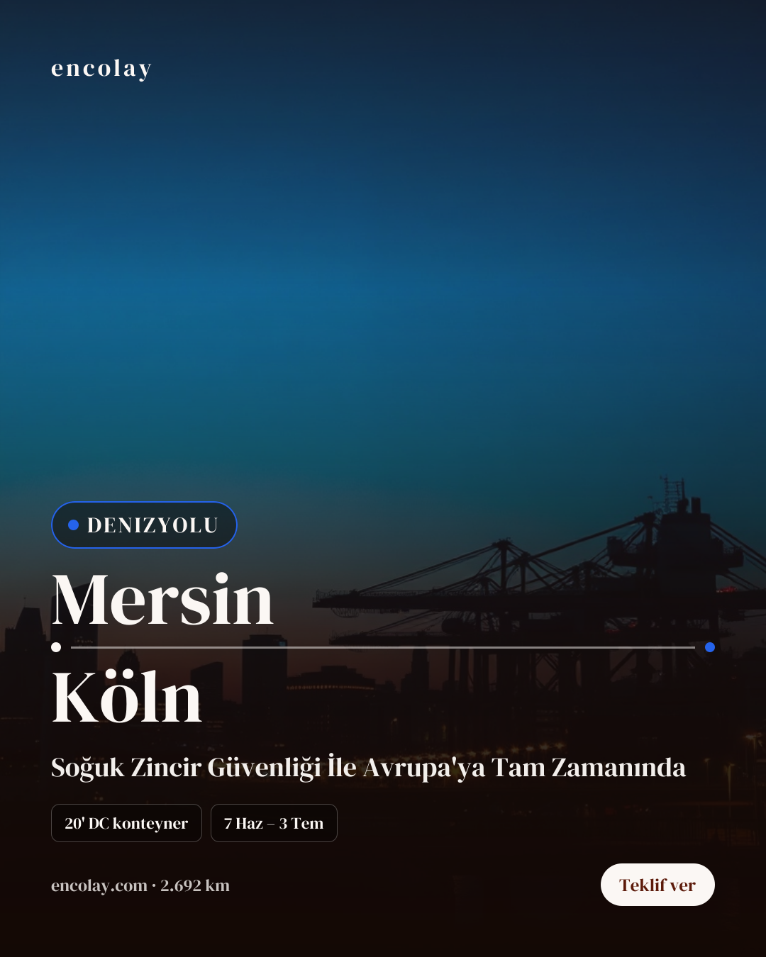 Boş araç: Mersin → Köln · Konteyner taşıyıcı