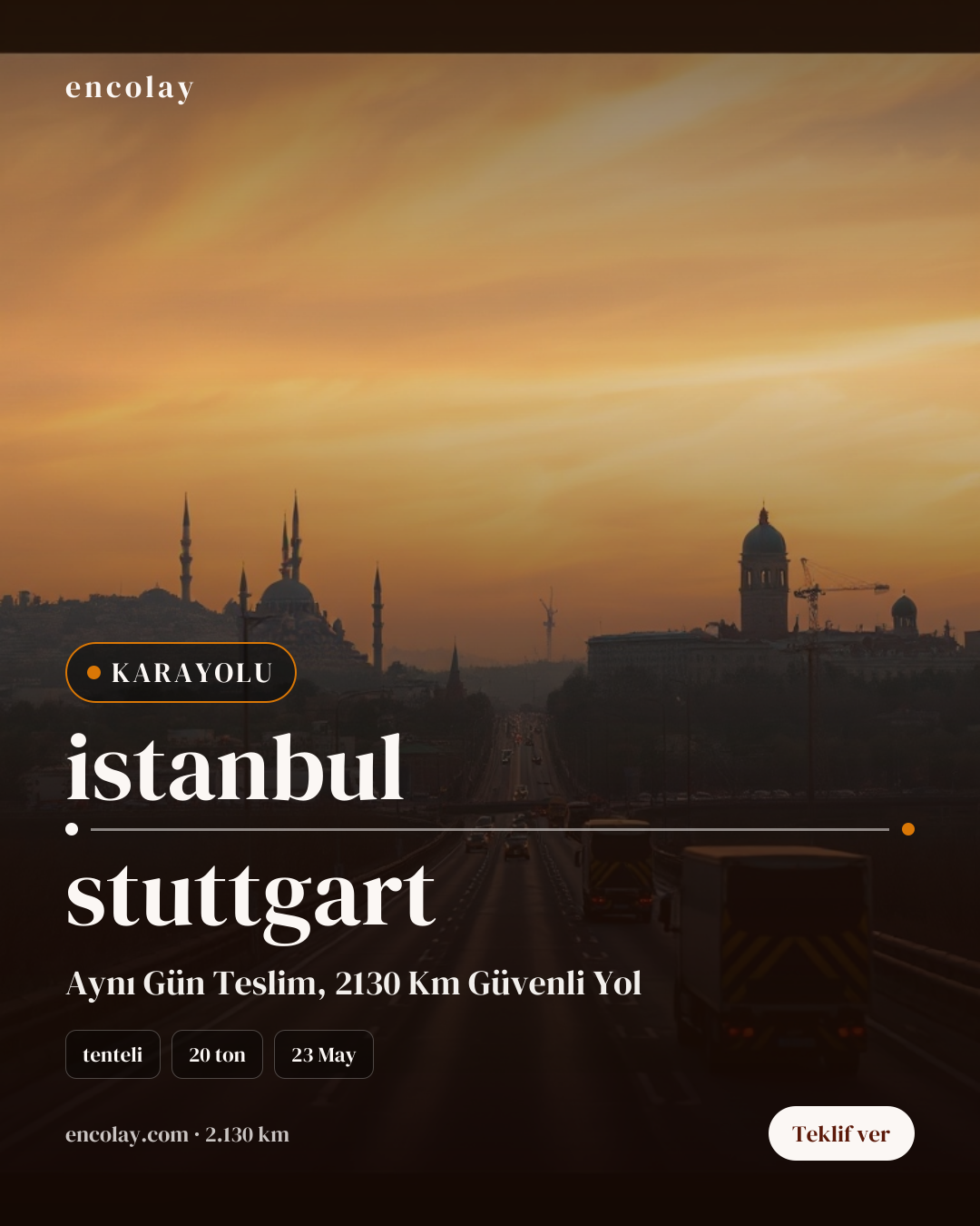 istanbul → stuttgart · 20 ton · tenteli