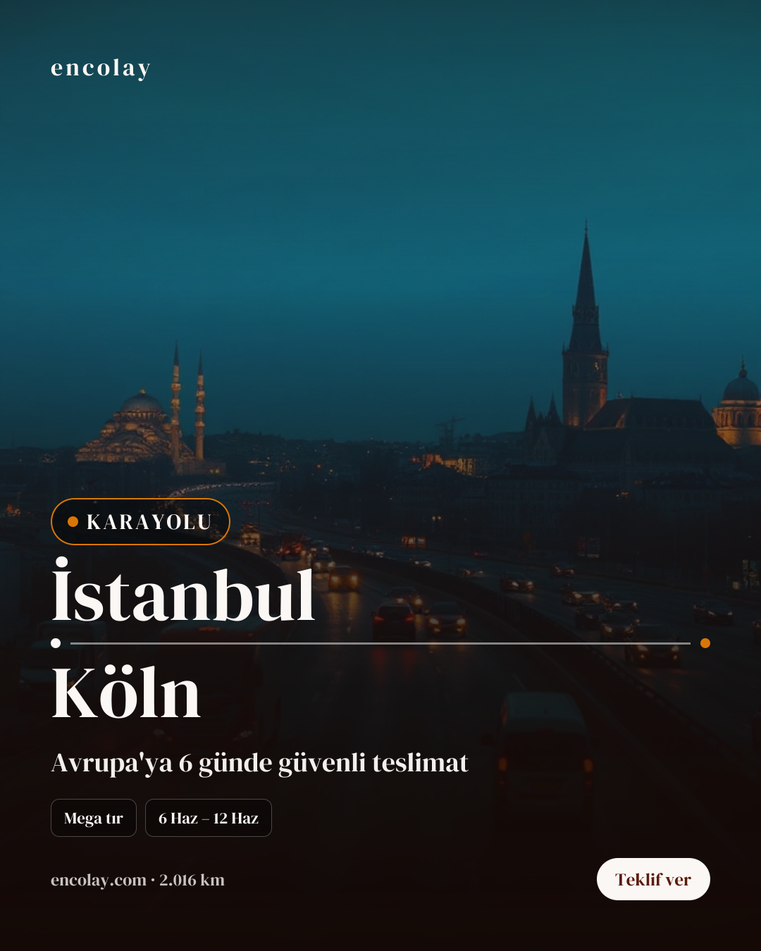 Boş araç: İstanbul → Köln · Tır (tenteli)