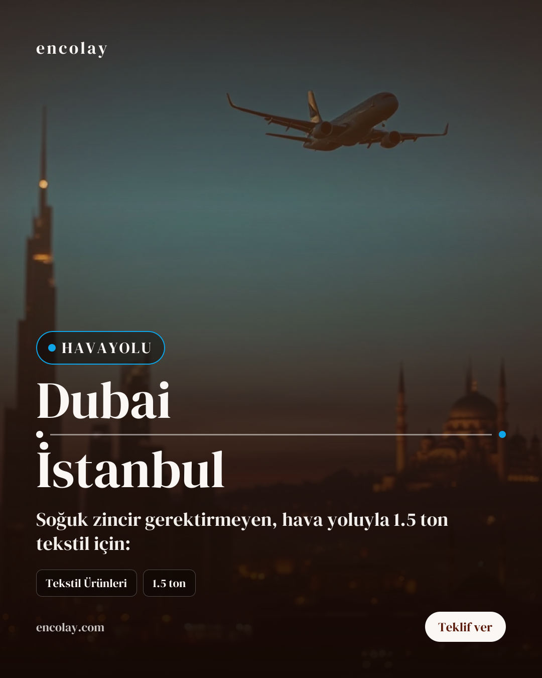 Dubai-İstanbul arası 1.5 ton tekstil ürünleri havayolu taşıması