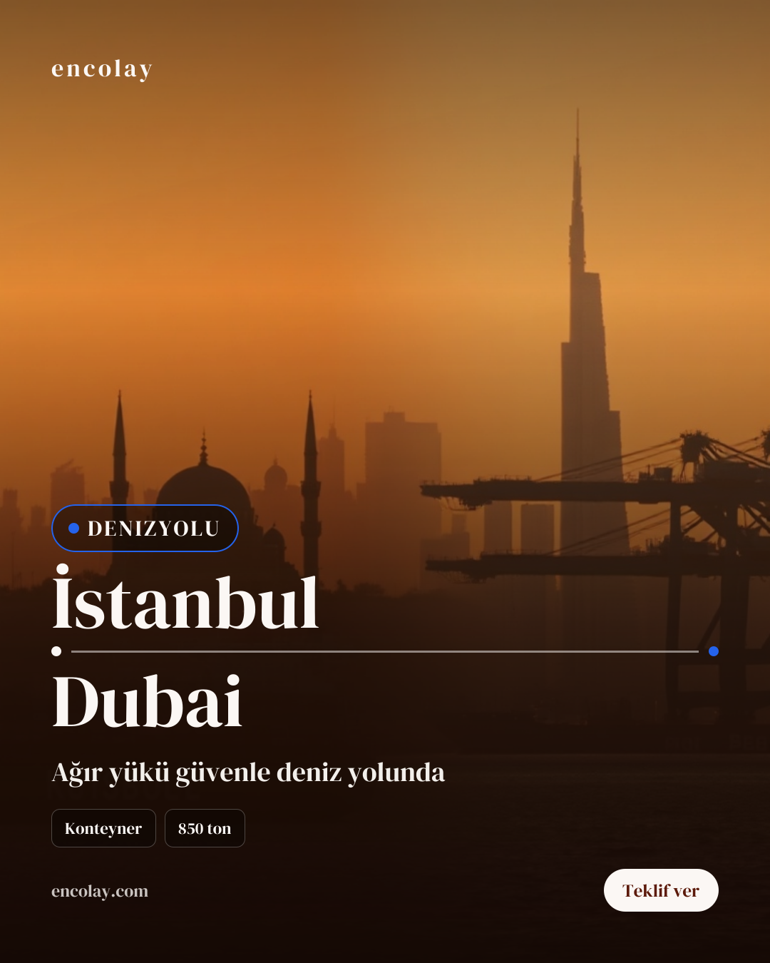 İstanbul-Dubai arası 850 ton tekstil ürünleri denizyolu taşıması