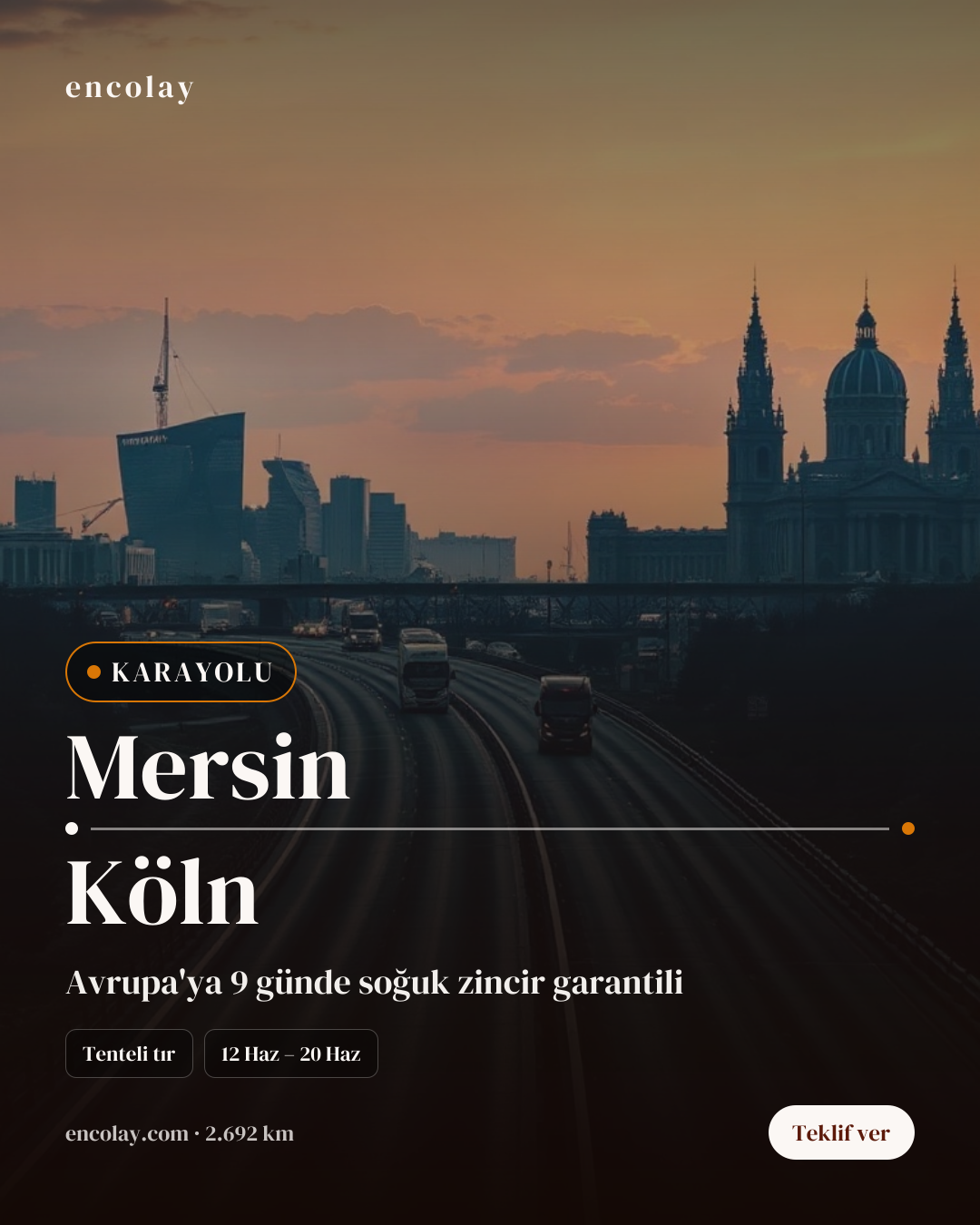 Boş araç: Mersin → Köln · Mega tır