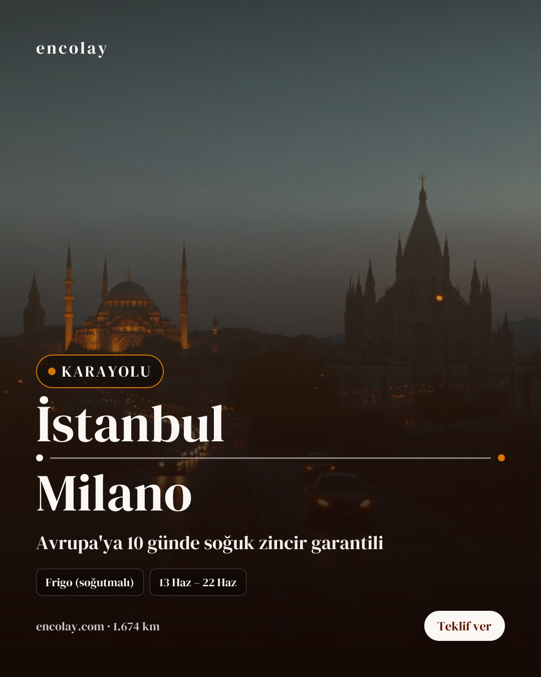 Boş araç: İstanbul → Milano · Panelvan (parsiyel)