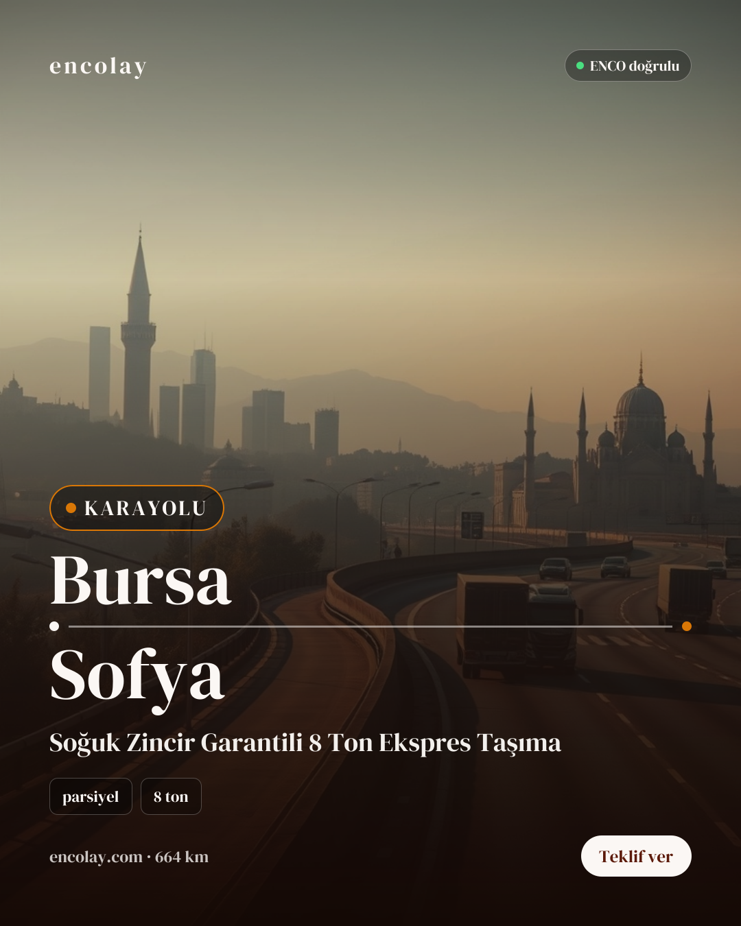 Bursa → Sofya · 8 ton parsiyel