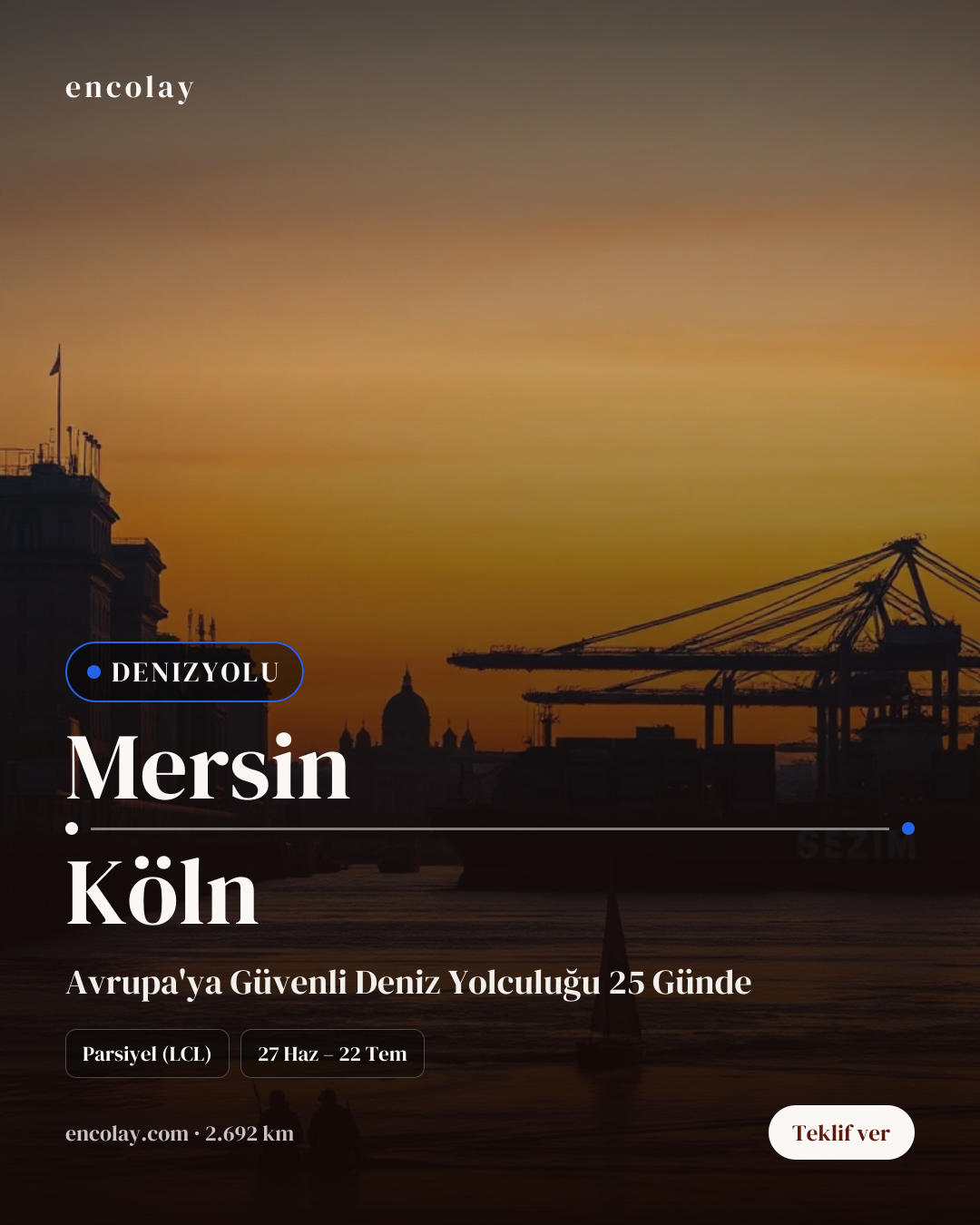 Boş araç: Mersin → Köln · Konteyner taşıyıcı