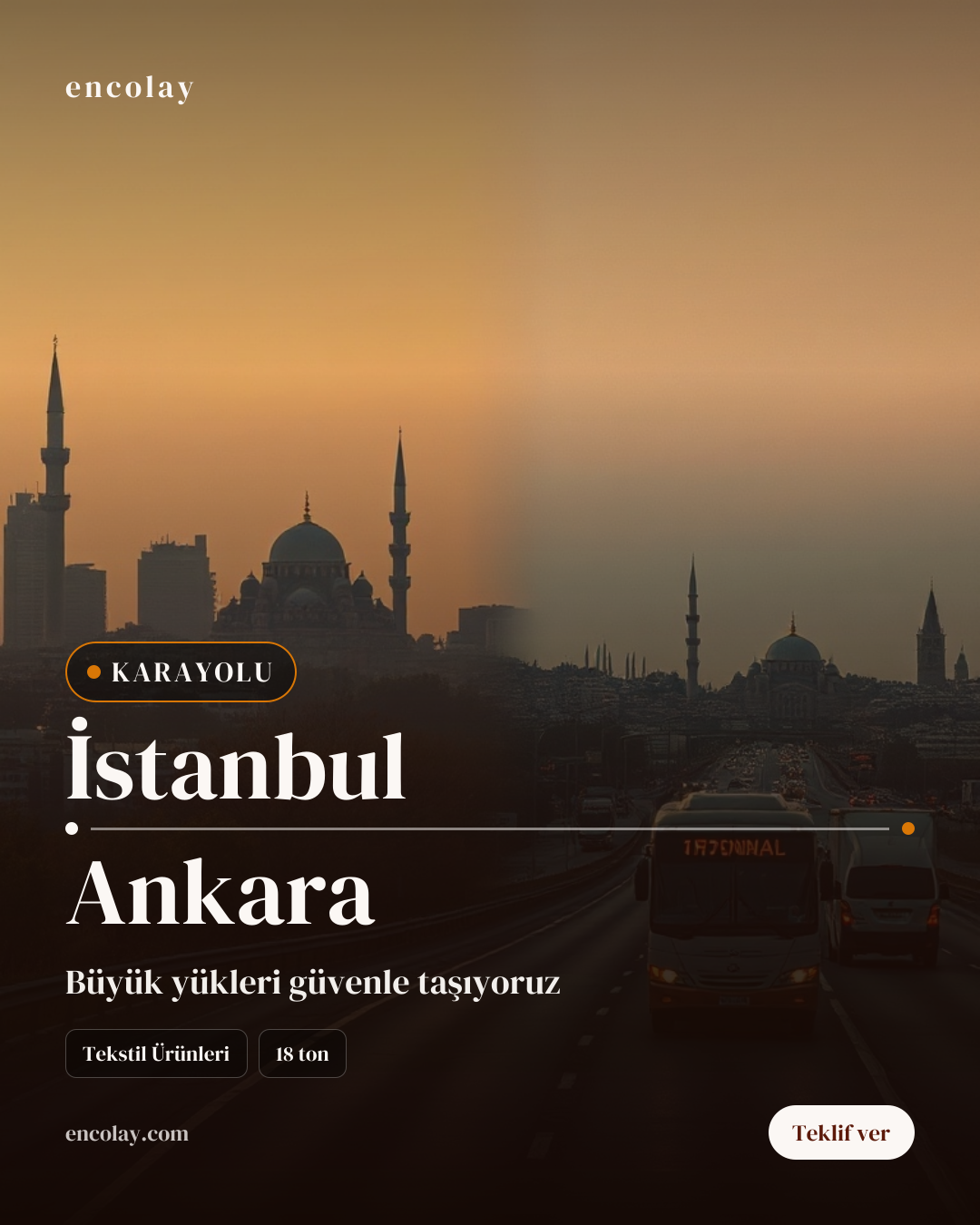 İstanbul-Ankara arası 18 ton tekstil ürünü karayolu taşıması