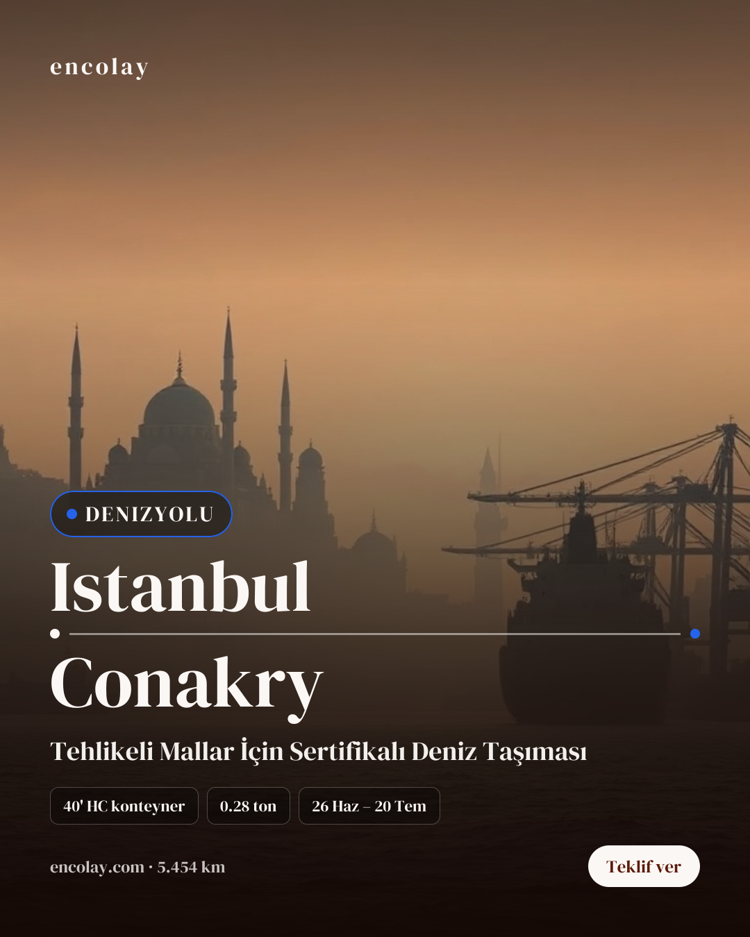 İstanbul-Conakry Arası MSDS'li Paletli Kargo Denizyolu Taşıması
