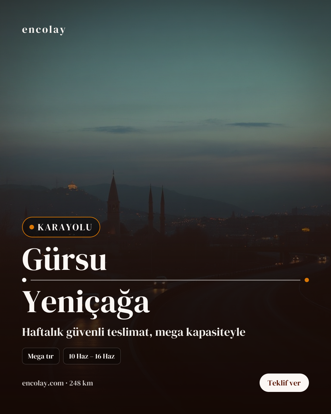 Gürsu-Yeniçağa Arası Karayolu Taşıma