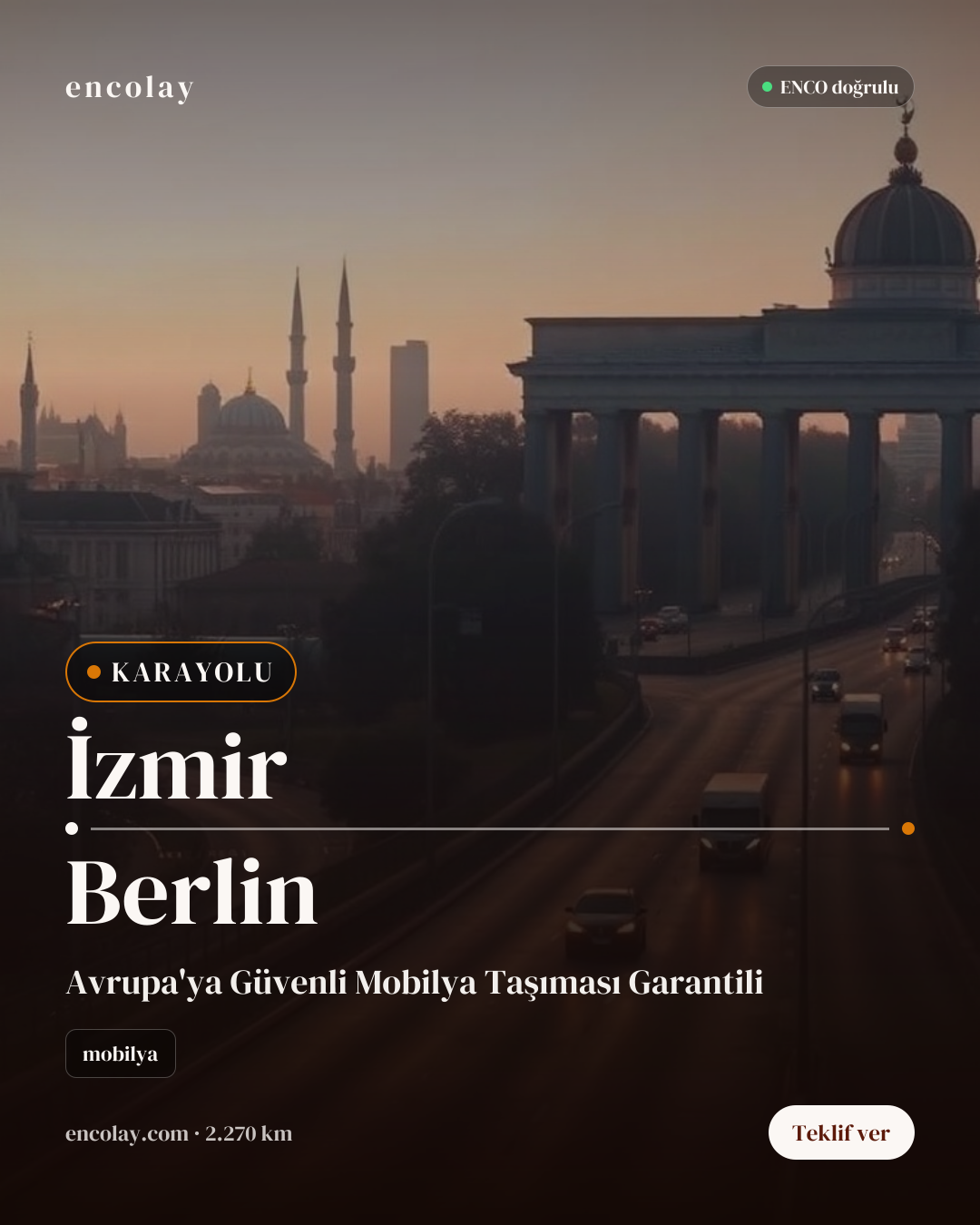 İzmir → Berlin · 4 ton mobilya