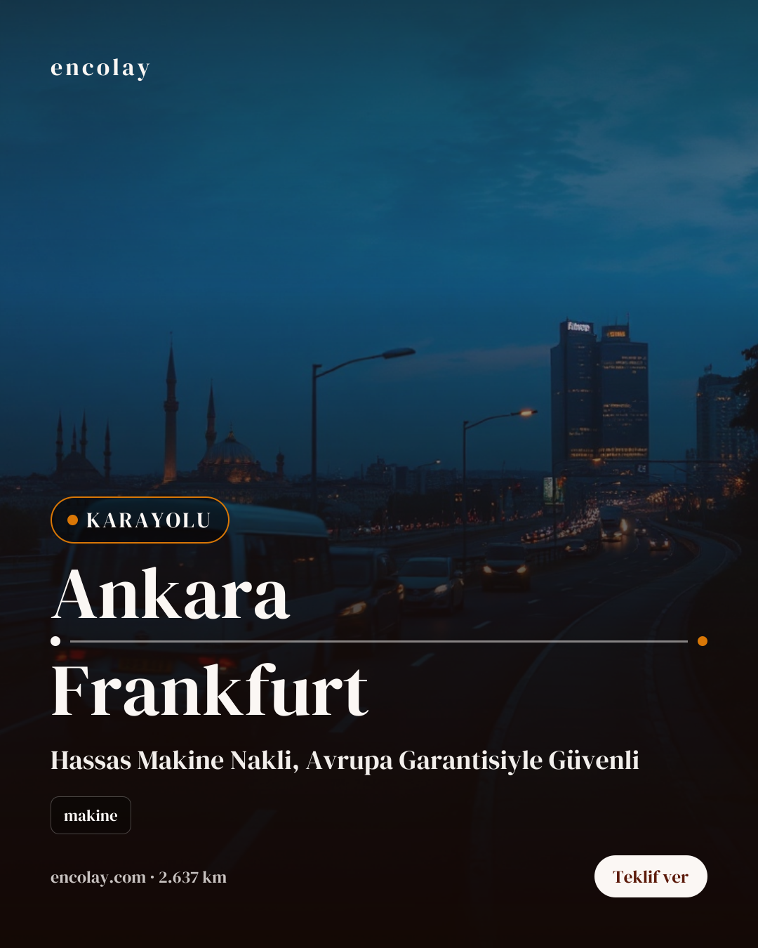 Ankara → Frankfurt · 12 ton makine