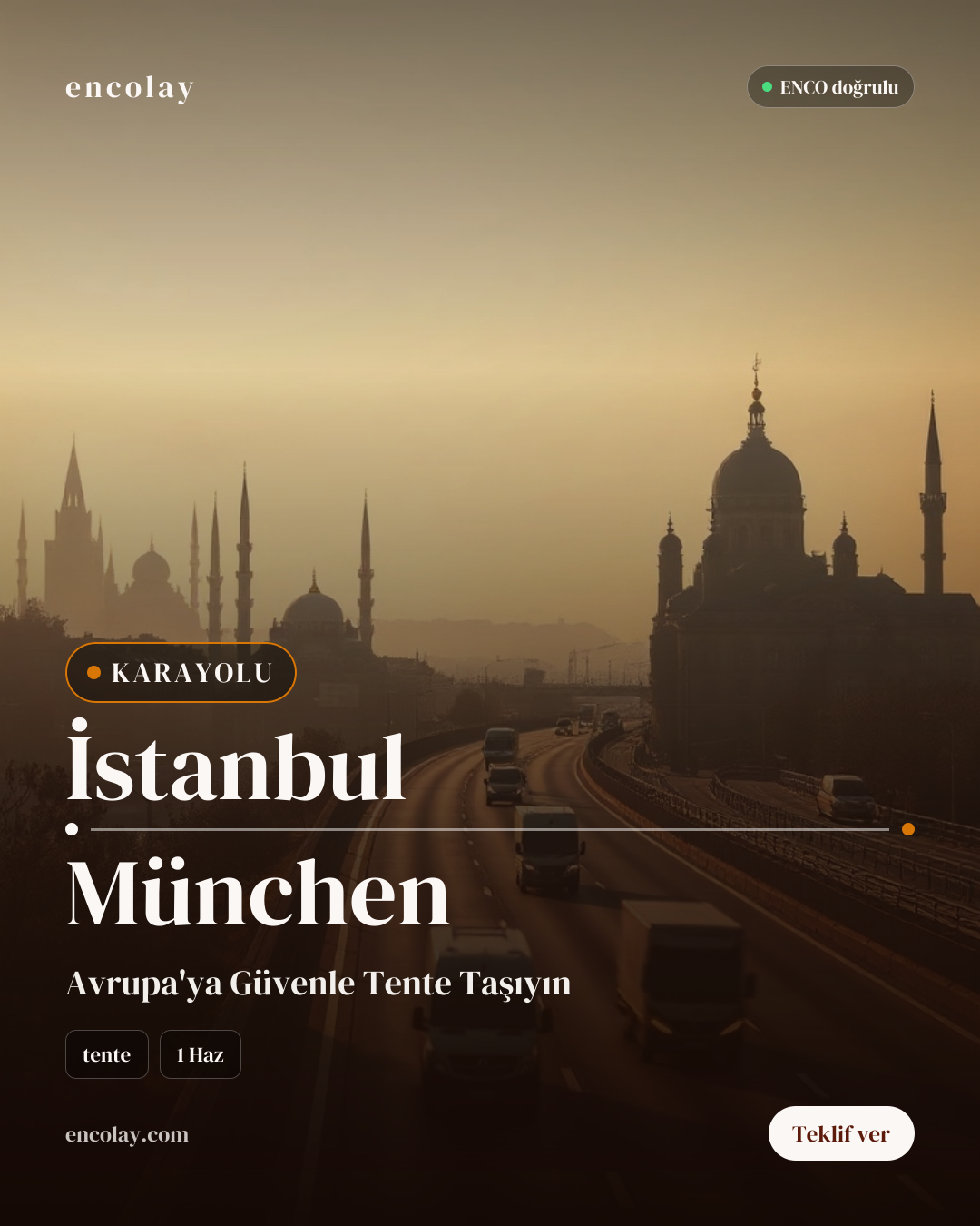 İstanbul → München · 24 ton tente tır