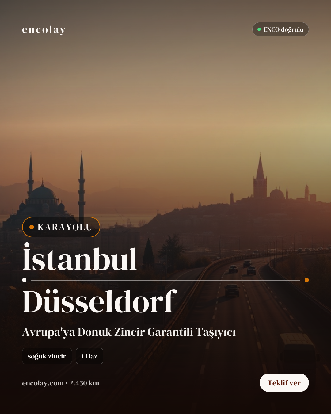 İstanbul → Düsseldorf · 25 ton soğuk zincir