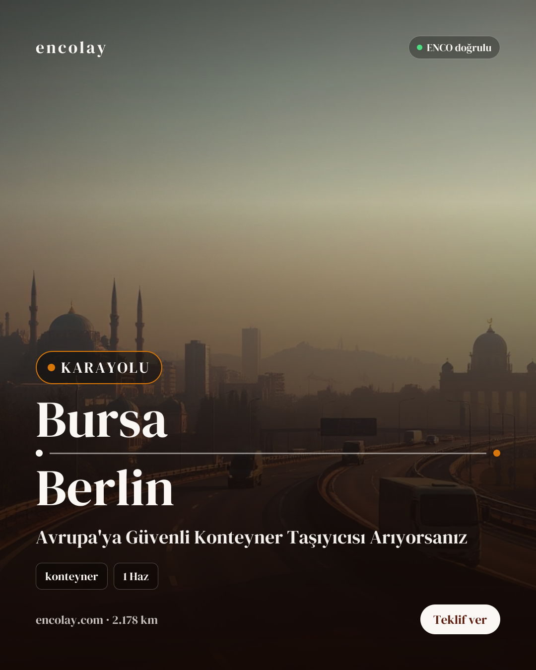 Bursa → Berlin · 24 ton konteyner