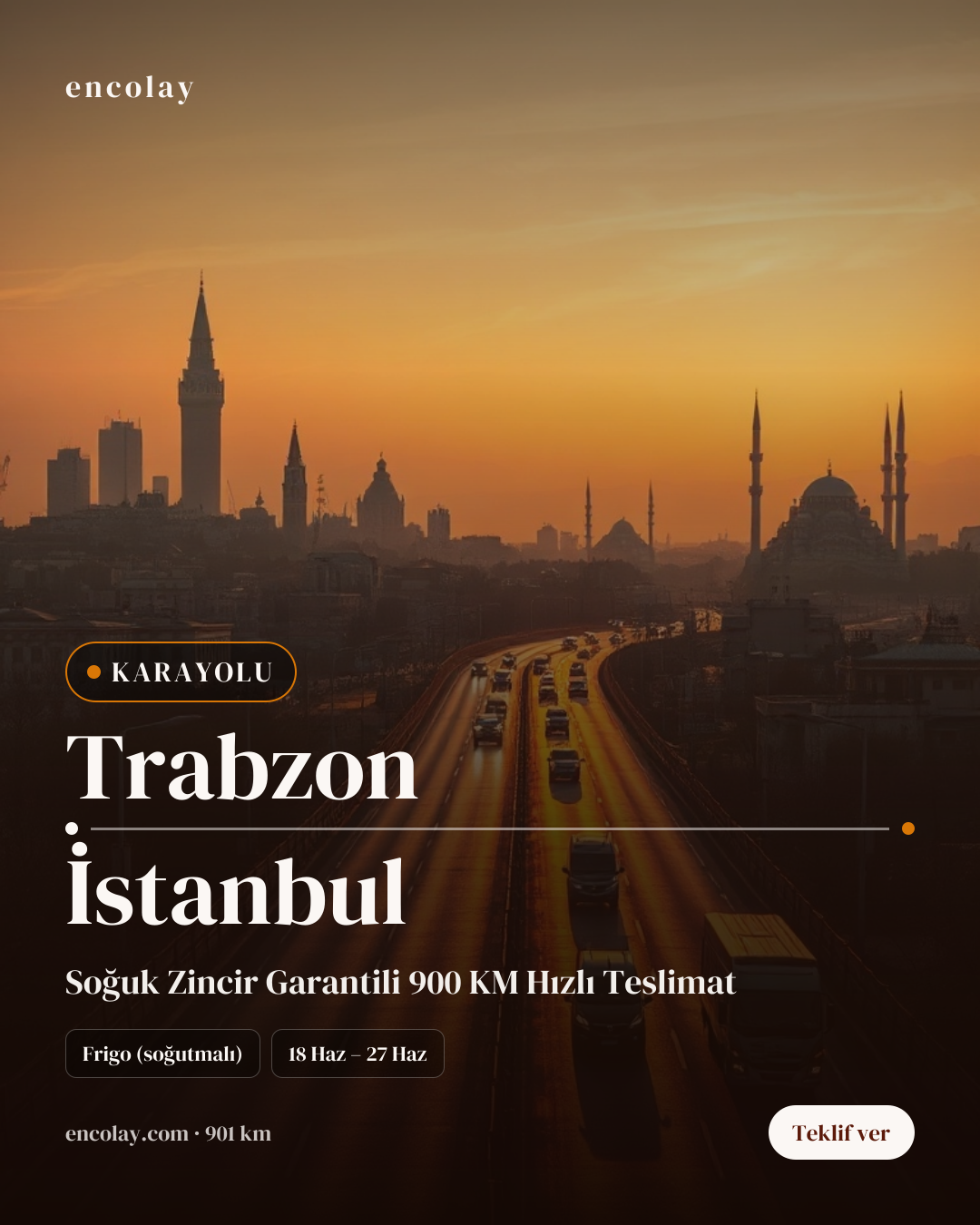 Boş araç: Trabzon → İstanbul · Tır (tenteli)