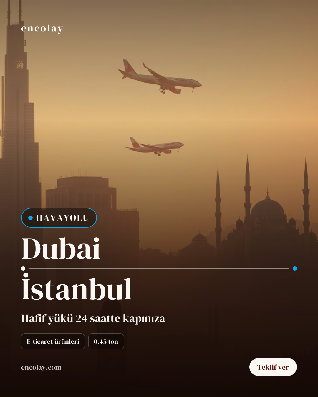 Dubai-İstanbul havayolu ile e-ticaret ürünleri taşıması